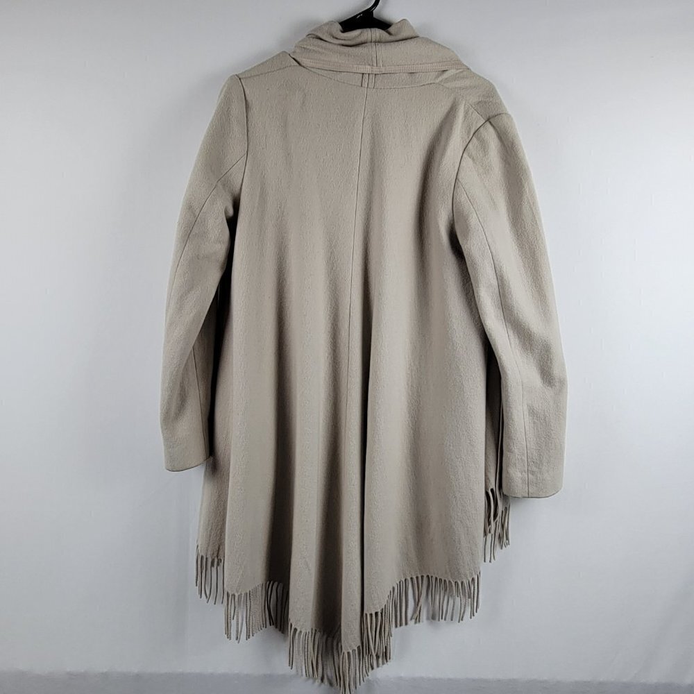 ZARA WOMAN Cardigan Women's S Beige Open Front Fringe Long Sleeve Lined Spain - Picture 2 of 6
